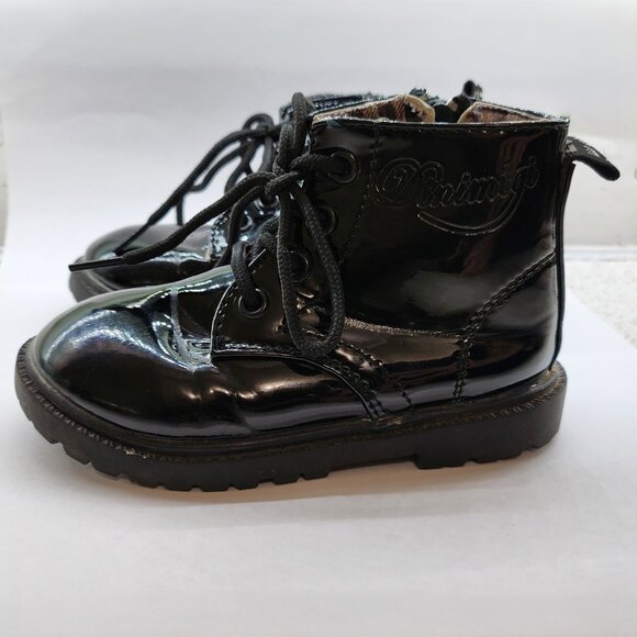 Faux Patent Combat Boots for Girls - Picture 2 of 7